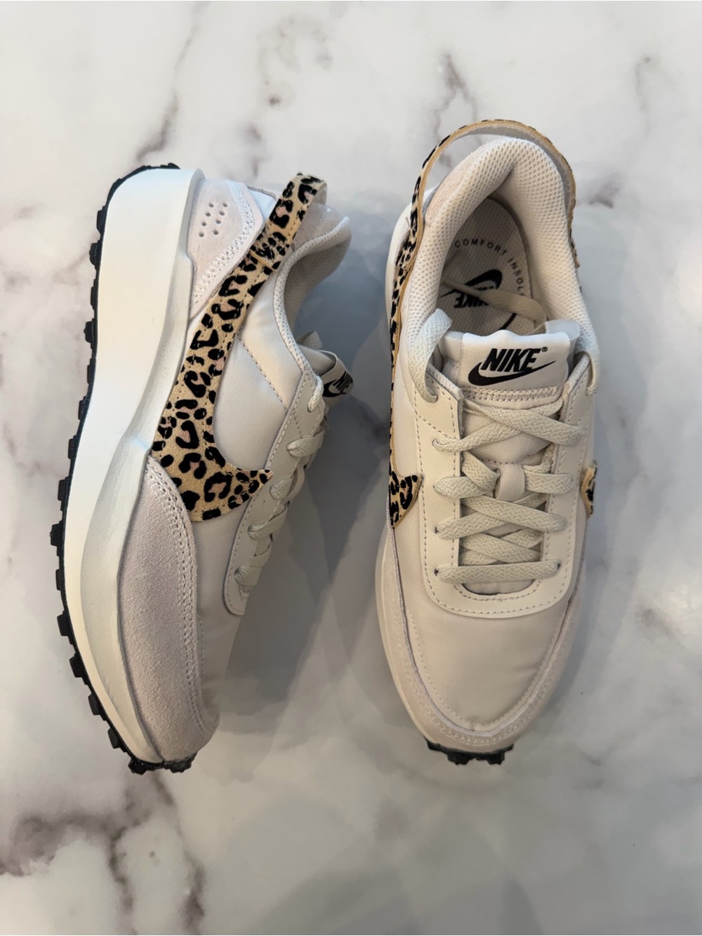 NIKE Leopard Print Waffle Debut Suede & Nylon Sneaker